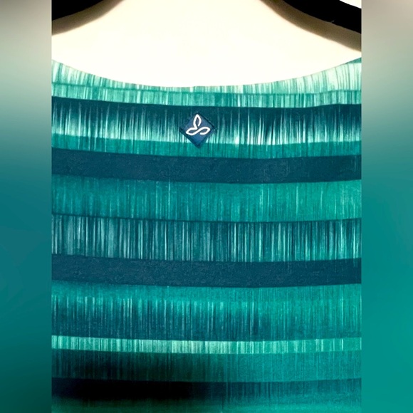 Prana Viana Aqua and White Striped Lightweight Casual Midi Dress Resortwear - Picture 6 of 7